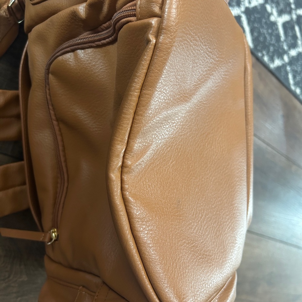 MOMINSIDE Brown Faux Leather Diaper Backpack Multi-Pocket - Picture 6 of 6